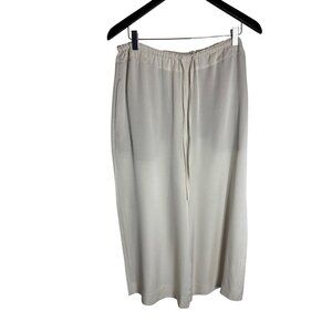 Vince Pull-On Drawstring Wide-Leg Crepe Pants Champagne-sz XL